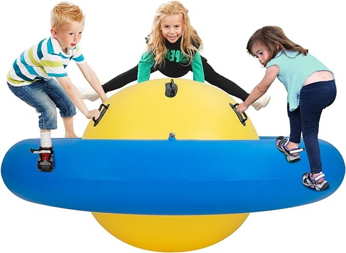 Costzon Giant Inflatable Dome Rocker Bouncer, 88'' Kids Rock and Roll Teeter Totter Seesaw and Cl... | Amazon (US)