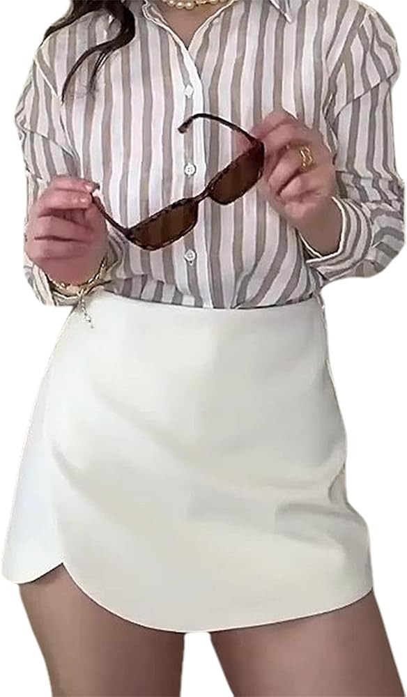 Women's Mini Skort High Waisted Dressy Wrap Asymmetrical Skorts with Built-in Shorts for Going Ou... | Amazon (US)