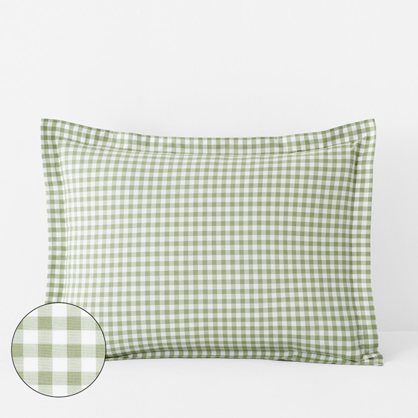 Gingham Classic Cool Organic Cotton Percale Sham - Light Blue, Standard | The Company Store | The Company Store