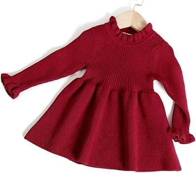 Simplee kids Little Girls' Long Sleeve Cozy Casual Ribbed Knit Sweater Dress | Amazon (US)