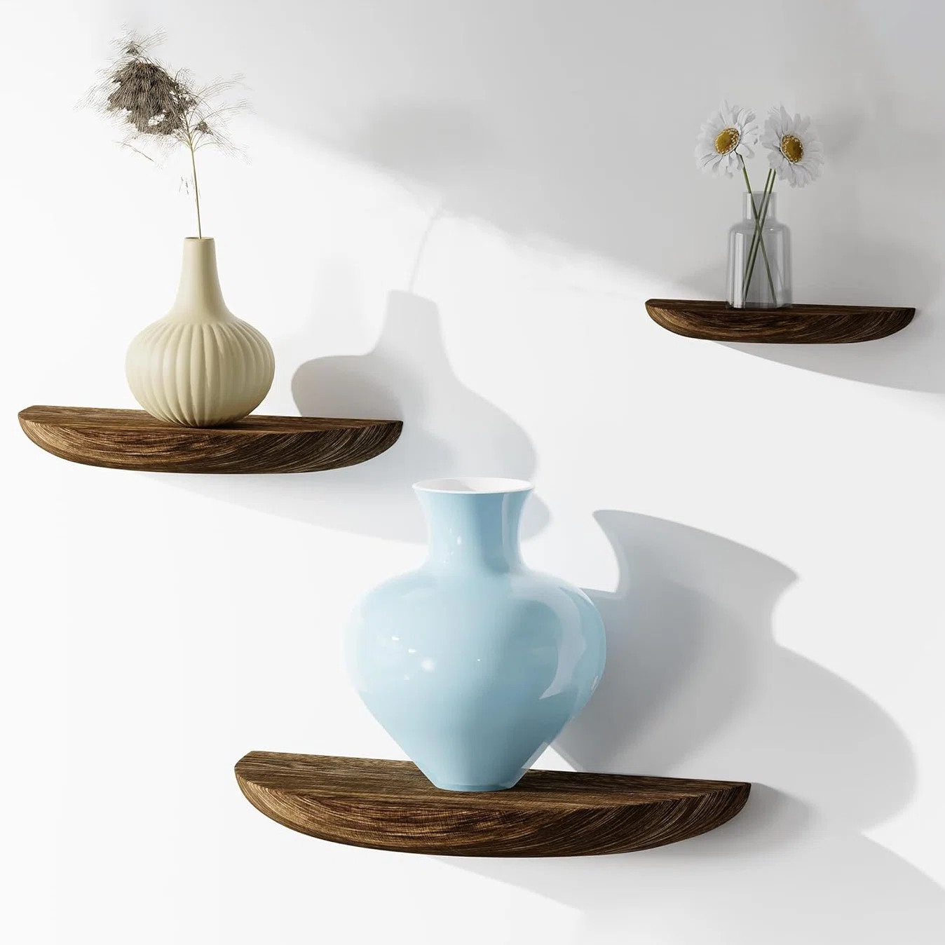 3PCS Half Round Floating Wall Shelves | Wayfair North America