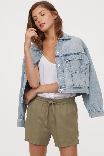 Shorts aus Leinenmischung - Helles Puderrosa - Ladies | H&M DE | H&M (DE, AT, CH, NL, FI)