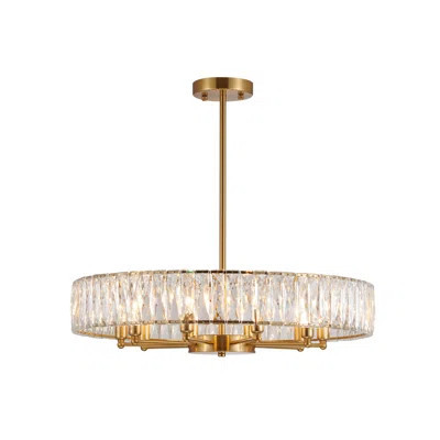 10 Light Gold Round Chandelier With Crystal Accents | Wayfair North America