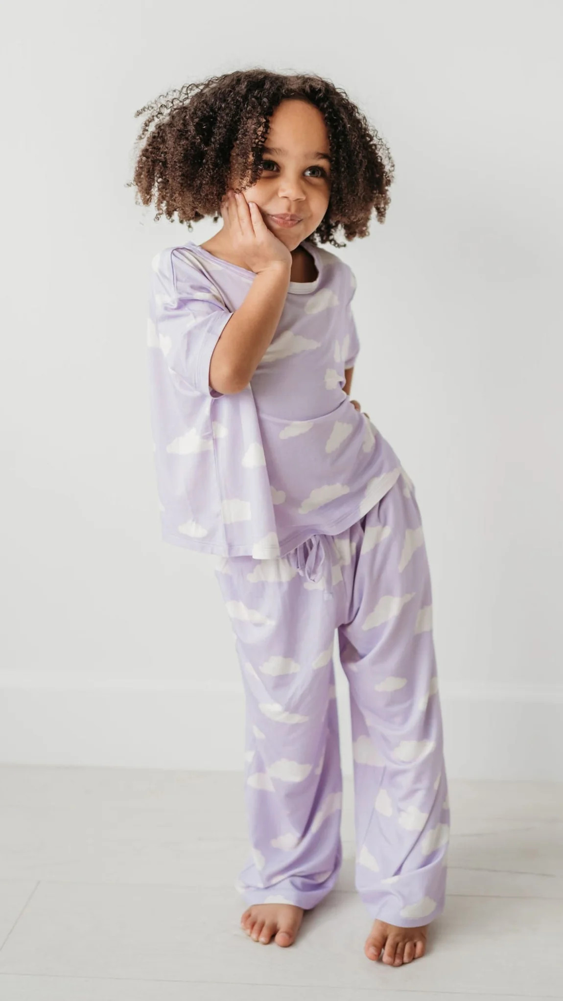 Girls T-shirt Lounge Set in Lavender Skies | Silks Design