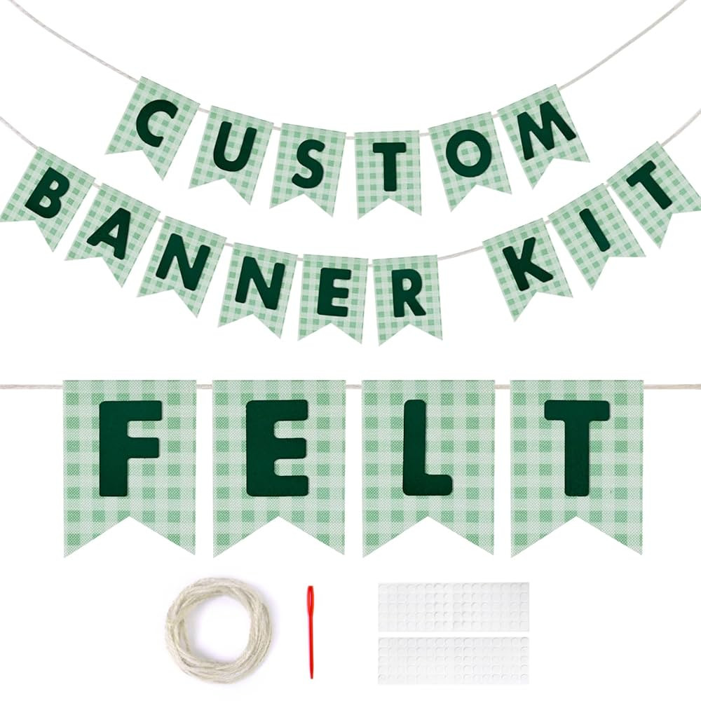 Custom Banner Kit, 28 Green Printed Burlap Banner with 96 Felt Letters, Make Your Own Diy Customi... | Amazon (US)