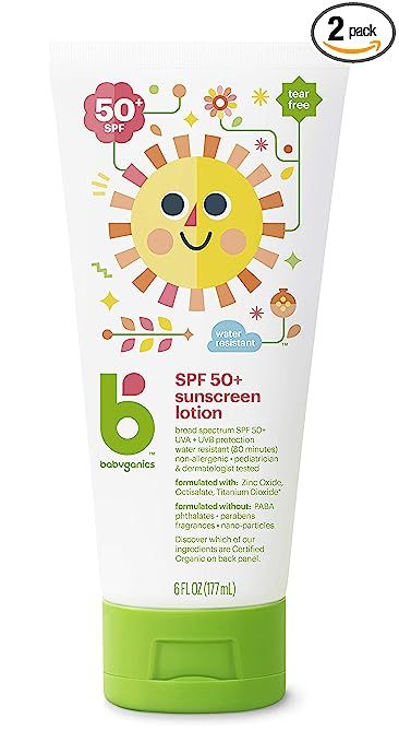 Babyganics Baby Sunscreen Lotion, SPF 50, 6oz Tube (Pack of 2) | Amazon (US)