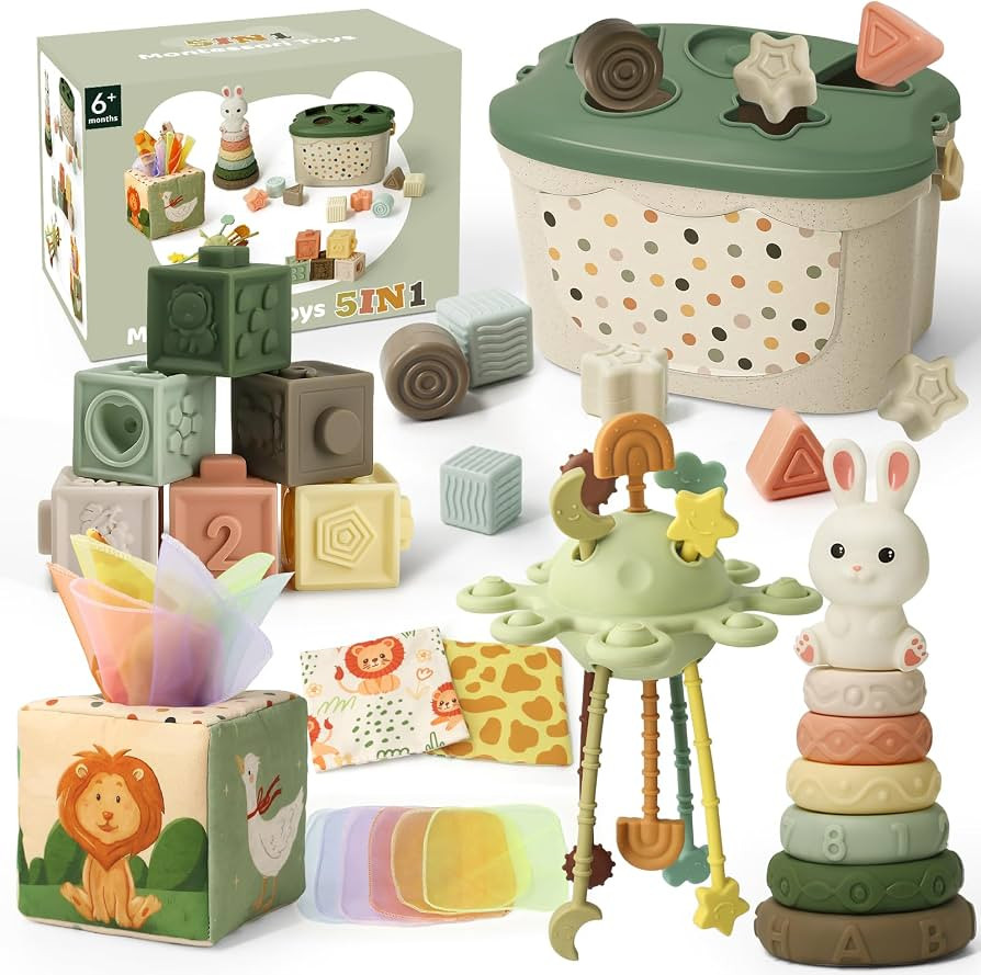 5 in 1 Montessori Baby Toys for 6-12 Months Boys Girls Green | Amazon (UK)