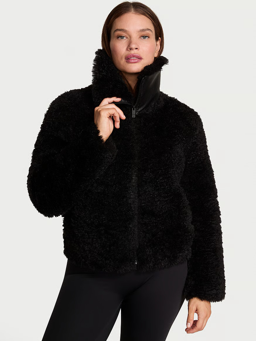 Buy Cozy Faux Shearling Jacket, Black - Order Jackets & Outerwear online - Victoria's Secret US | Victoria's Secret (US / CA )