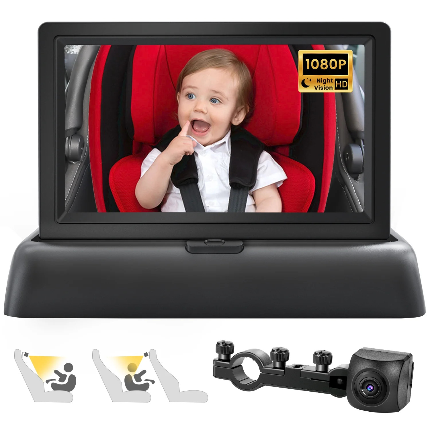 Baby Car Camera, 4.3-Inch HD Baby Car Monitor with Night Vision Function, Travel Baby Mirror for ... | Walmart (US)