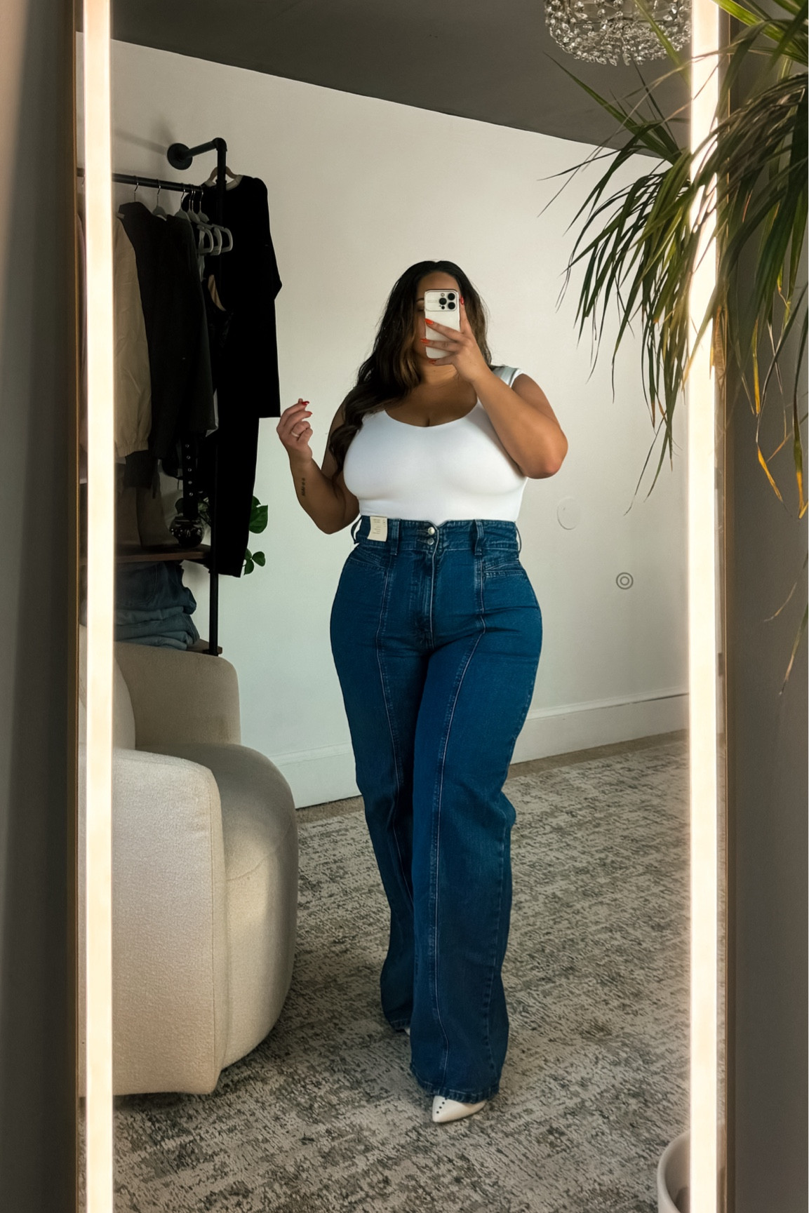 TARGET WIDE LEG JEANS 

Shown in size 16 

VERY high waist. Strigid fit. 

5’2” wearing with 3” heels 

#jeans #targetstyle #affordablestyle #casualoutfits #outfitideas #ltkcurves 

#LTKStyleTip #LTKMidsize #LTKPlusSize