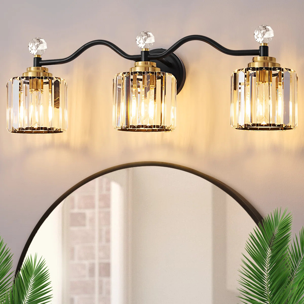Emilion Dimmable Bathroom Vanity Light With Crystal Shade | Wayfair North America