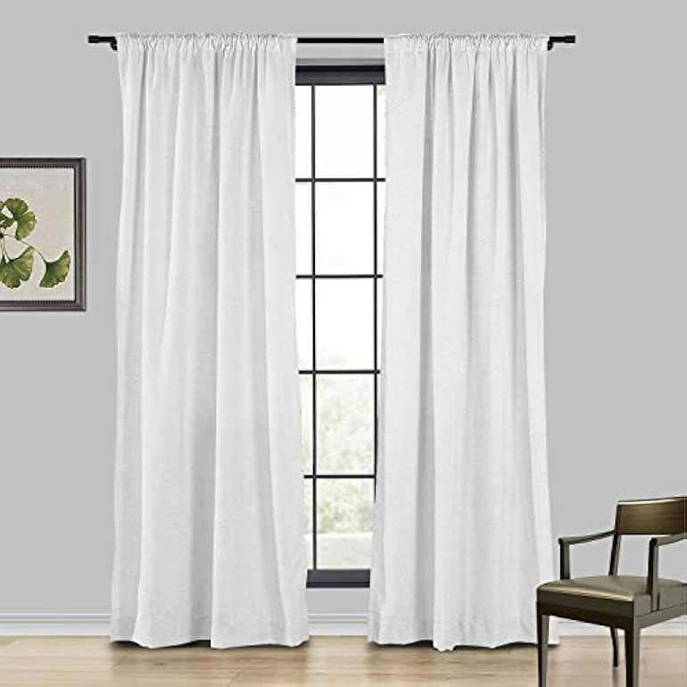 TWOPAGES Linen Curtain, 108 Inches Long Solid Room Darkening Rod Pocket Single Curtain Panel, Bei... | Amazon (US)