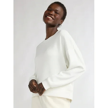 Scoop Women s and Women s Plus Ultimate ScubaKnit Cropped Sweatshirt with Drop Sleeves Size XS-4X | Walmart (US)