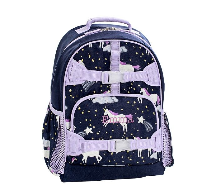 Mackenzie Navy Night Unicorn Glow-in-the-Dark Backpacks | Pottery Barn Kids