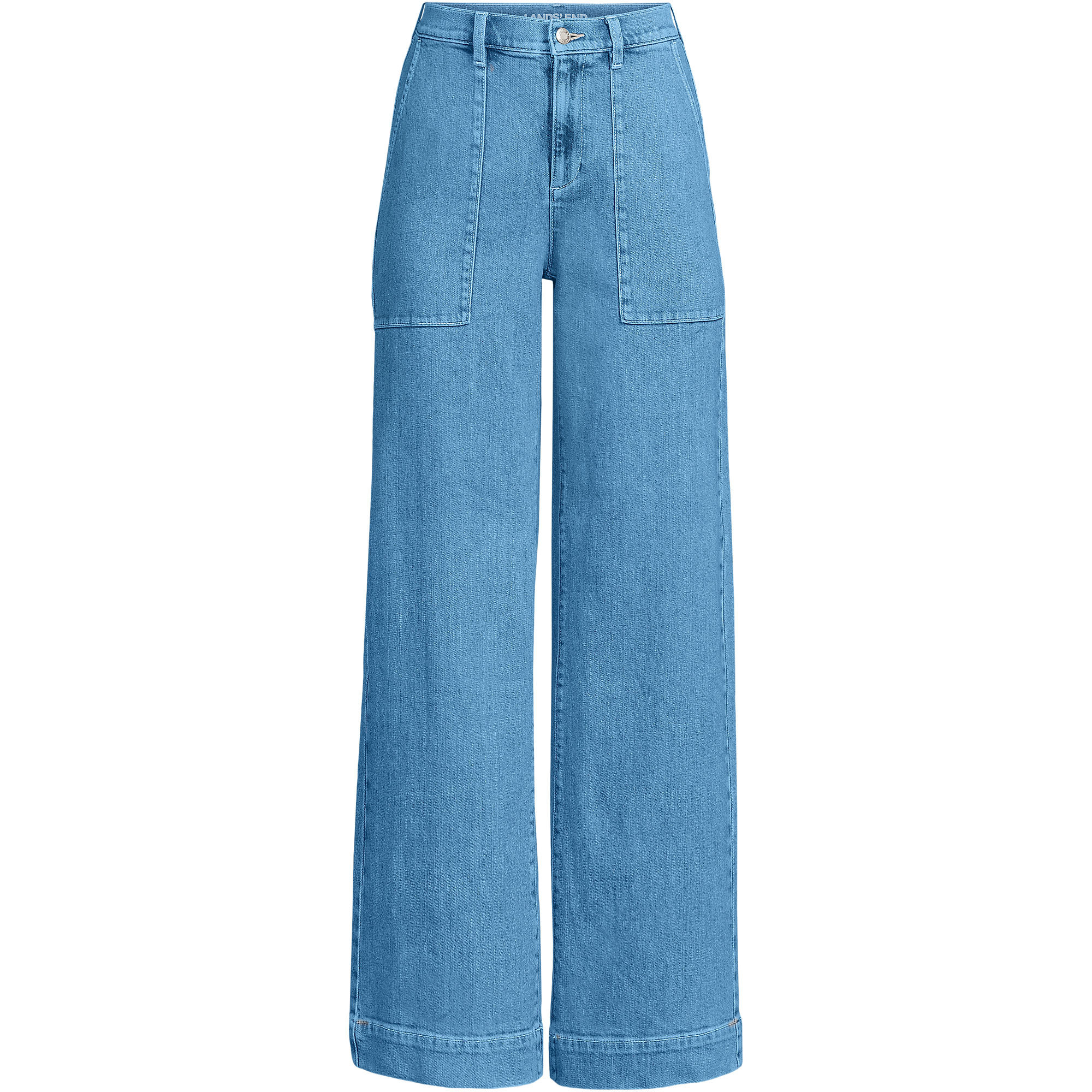 Women's Soft Denim High Rise Wide Leg Utility Jeans | Lands' End (US)
