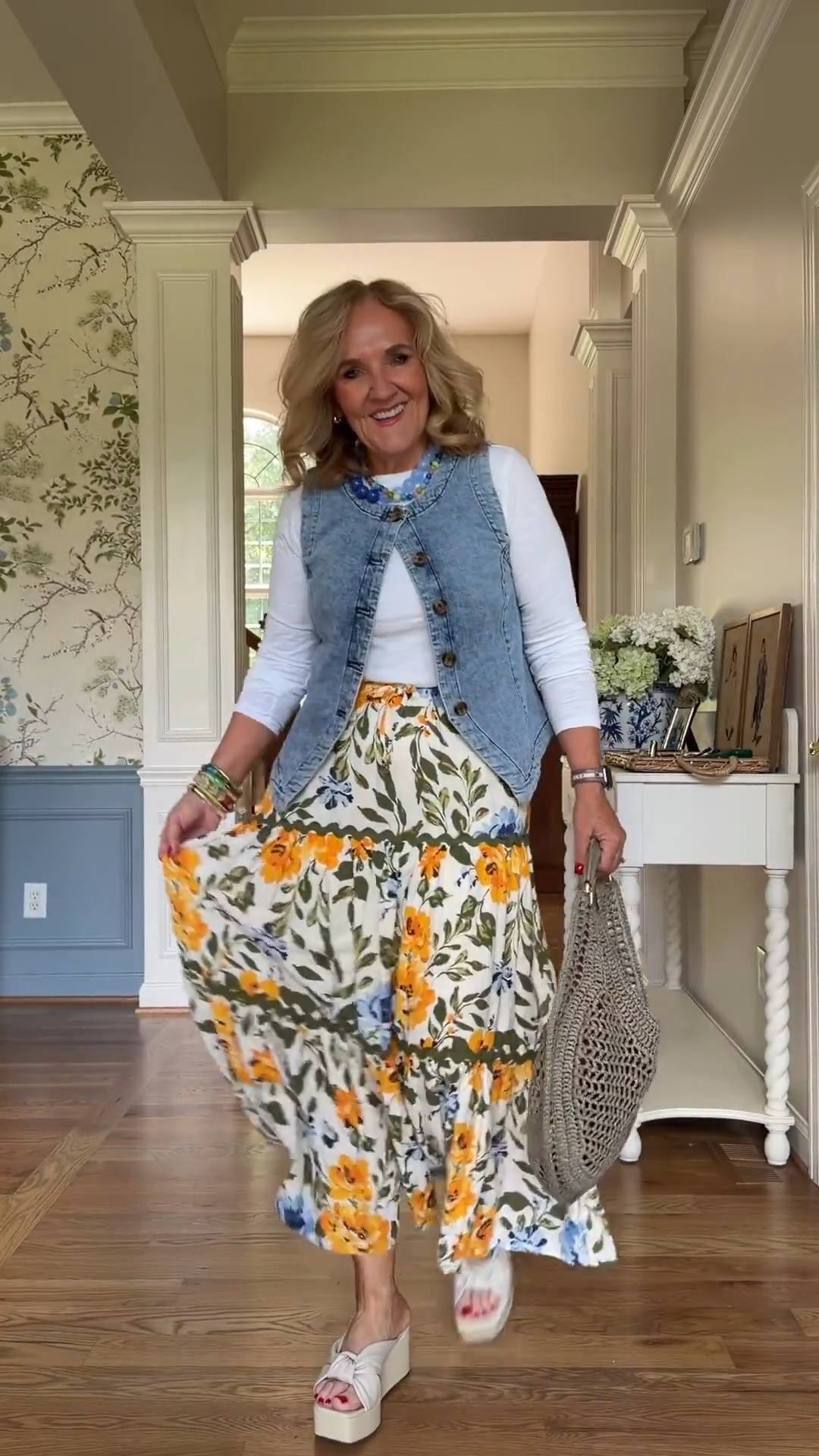 A denim vest is one of my favorite layering pieces for summer, and this is such an easy way to style it! Pair it with a printed skirt and a simple white tee for an outfit that’s polished, comfortable, and perfect for everything from brunch to weekend errands.

The Kohl’s vest is still available in the maddie plum color (a beautiful rich burgundy/maroon shade) in XS and Small. It’s such a great layering piece heading into fall!

Sizing:

* Vest: Size up
* Skirt: Medium
* Tee: Small
* Dress: Medium

💡 LTK MADE EASY
❤️ Heart = Support my posts!
🔖 Save = Get sale & restock alerts
📋 Lists = Keep favorites organized
📲 Share = Send lists and products to a friend. Hello, Christmas List!
💬 Comment = Ask me anything about what I’m wearing. :-)

#LTKootd #LTKOver40 #LTKSaleAlert