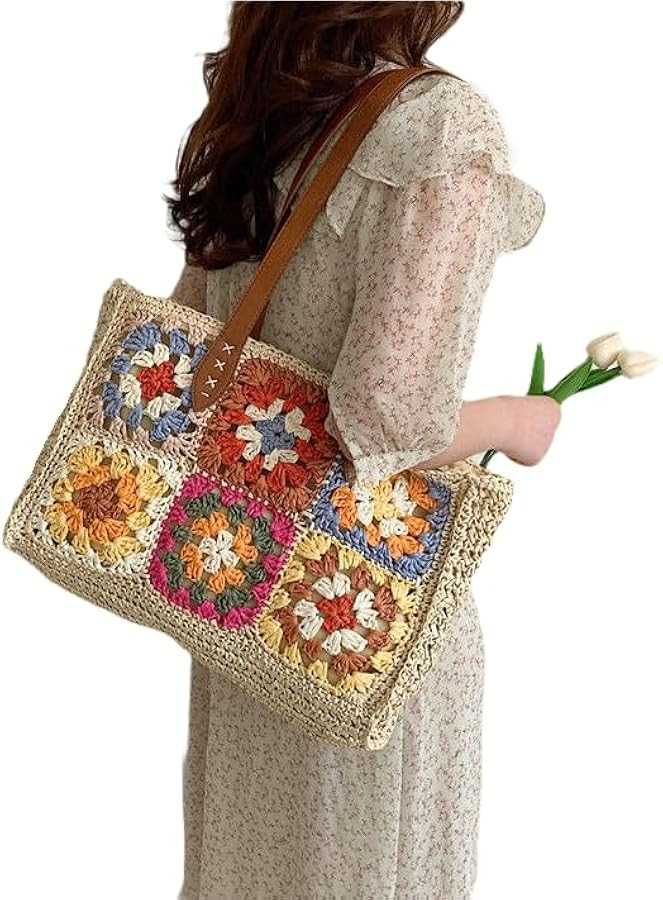 Handmade Summer Purses and Handbags for Women, Knitted Straw Summer Purse with Lining, Beach Tote... | Amazon (US)
