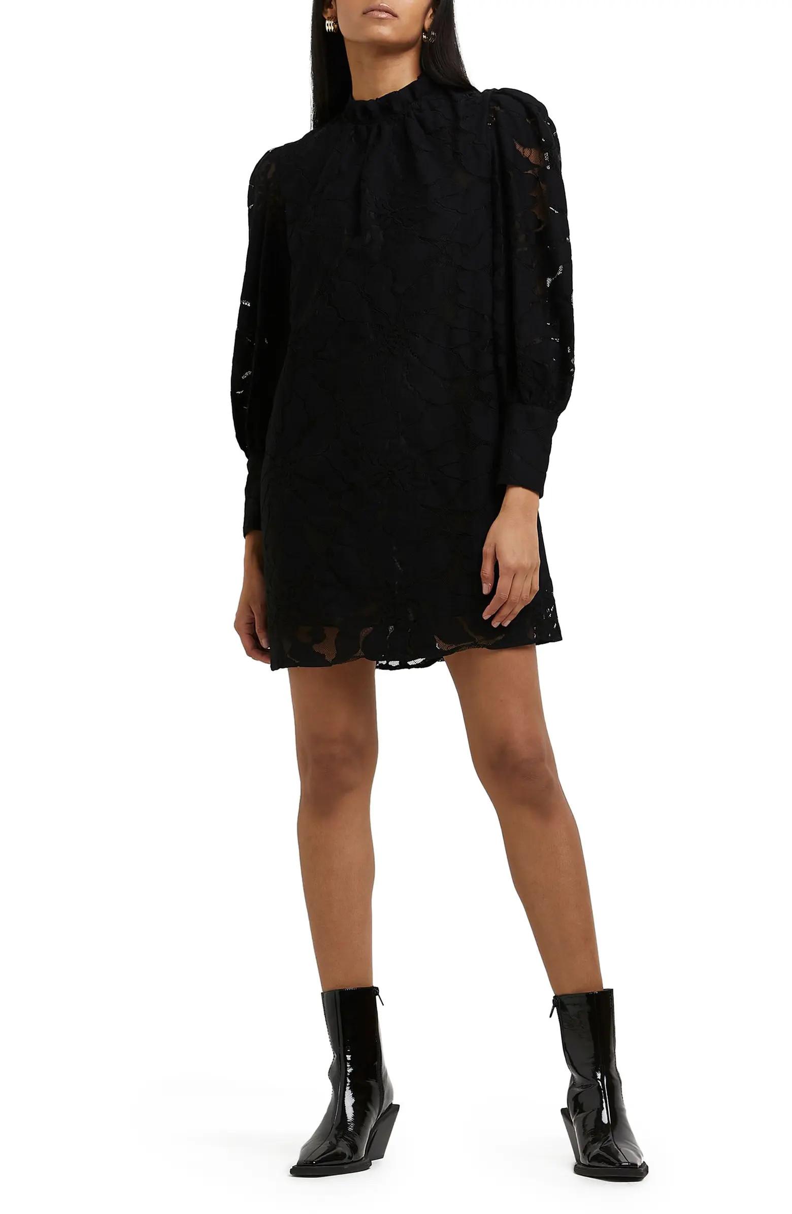 River Island Long Sleeve Floral Lace Minidress | Nordstrom | Nordstrom