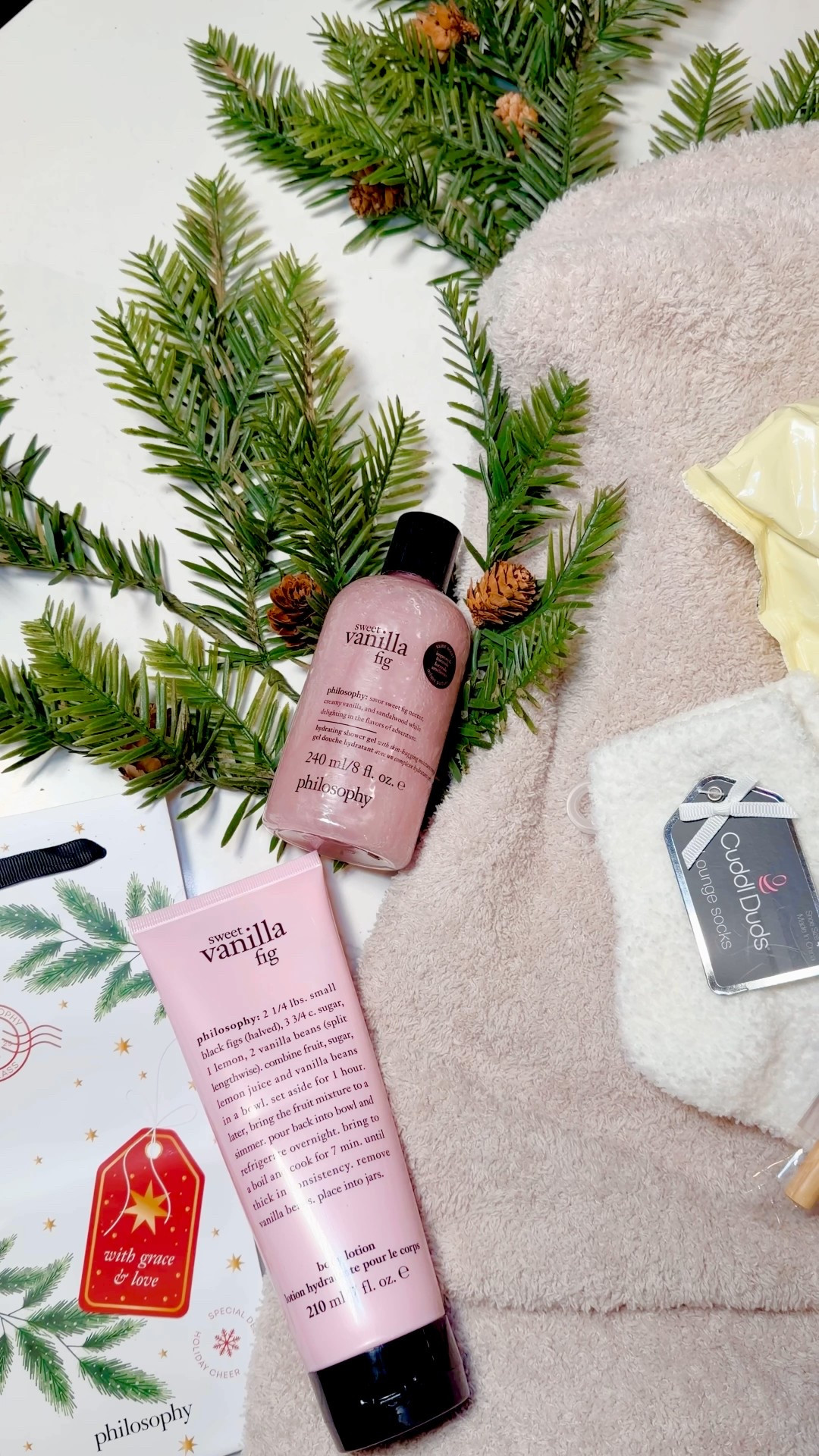 Holiday self-care favorites I’m loving from @QVC 🎁 From cozy textures to clean beauty and glow-boosting skincare — these are perfect for gifting or keeping for yourself.

🧺 What’s featured:
• Barefoot Dreams ultra-plush throw — the softest winter essential
• Cuddl Duds cozy socks — the perfect stocking stuffer
• Philosophy body & shower favorites in Fresh Cream, Fresh Cream Cashmere, Lemon Custard, or Sweet Vanilla Fig — sweet, warm, and festive scents everyone loves
• Philosophy Purity Made Simple cleansing cloths — gentle and effective for fresh, clean skin
• NuFACE Trinity+ facial toning device for that lifted holiday glow
• Tarte Shape Tape Ultra Creamy concealer — the under-eye hero for long days and late nights
• A few Simply Stunning picks from my collection to bring a touch of holiday charm ✨

All available at QVC — easy to gift, easy to love, and perfect for wrapping up the season beautifully. 🤍

#LTKGiftGuide #LTKHoliday #LTKselfcare