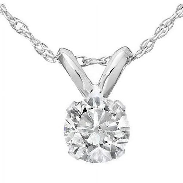 1/4Ct Solitaire Diamond Pendant available in 14K White or Yellow Gold | Walmart (US)