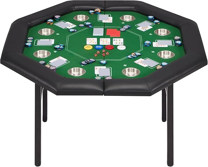 ECOTOUGE 8-Player Poker Table Foldable, Casino Leisure Gaming Table with Padded Rails & Stainless... | Amazon (US)