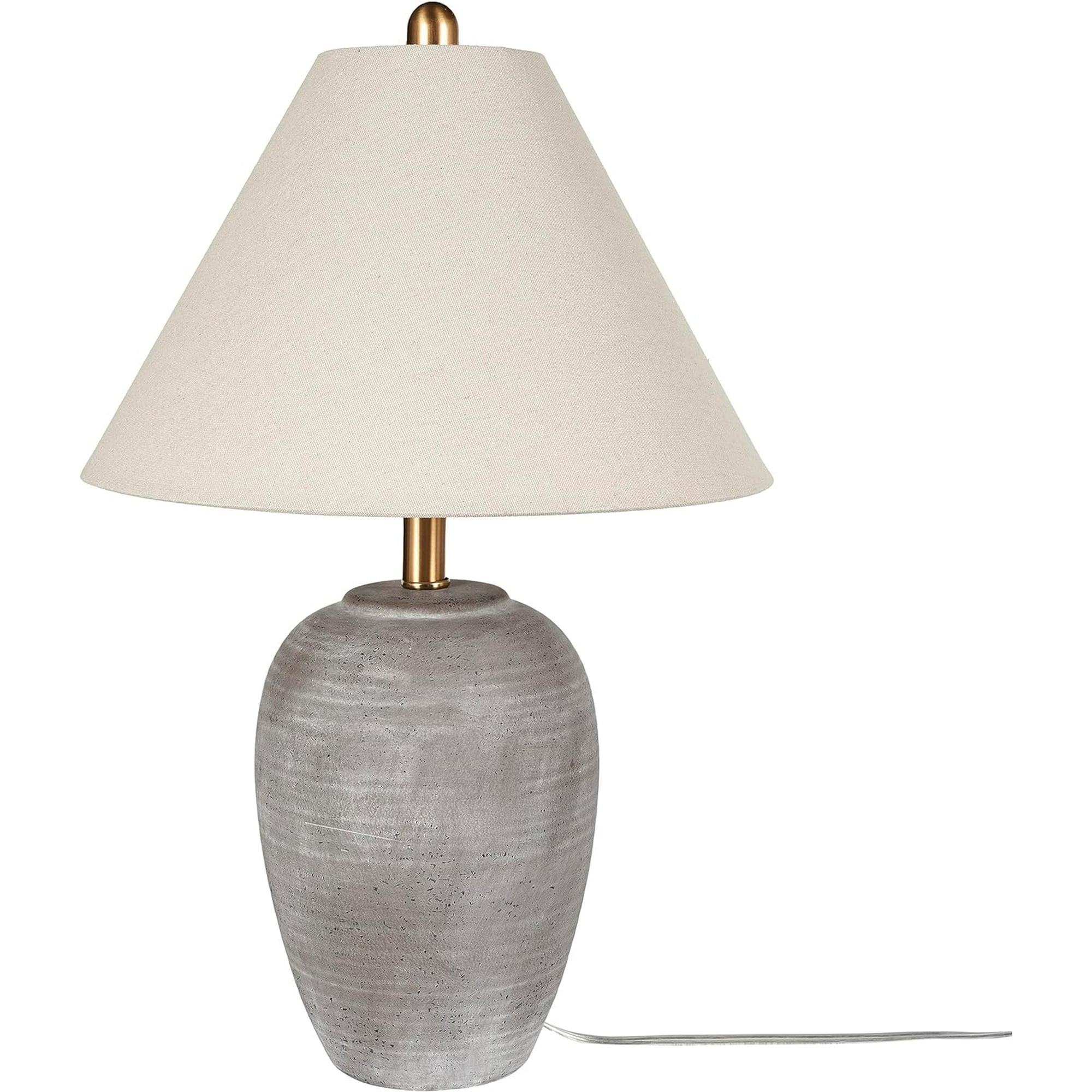 Nourison 23" Earth Brown Rustic Ceramic Pot Table Lamp for Bedroom, Living Room, End Table, with ... | Walmart (US)