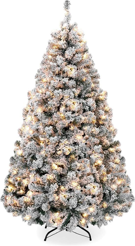 Best Choice Products 12ft Pre-Lit Snow Flocked Artificial Holiday Christmas Pine Tree for Home, O... | Amazon (US)