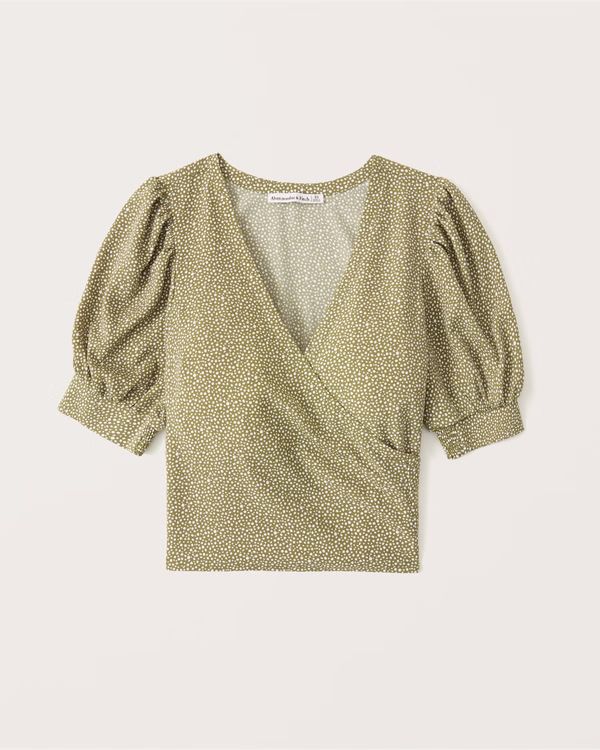 Puff Sleeve Wrap Top | Abercrombie & Fitch (US)