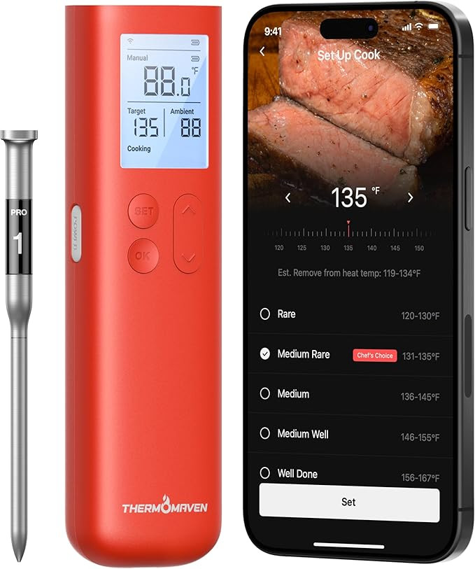 ThermoMaven Smart Bluetooth Wireless Meat Thermometer, 10X Enhanced Sub-1G Signal and Stability, ... | Amazon (US)