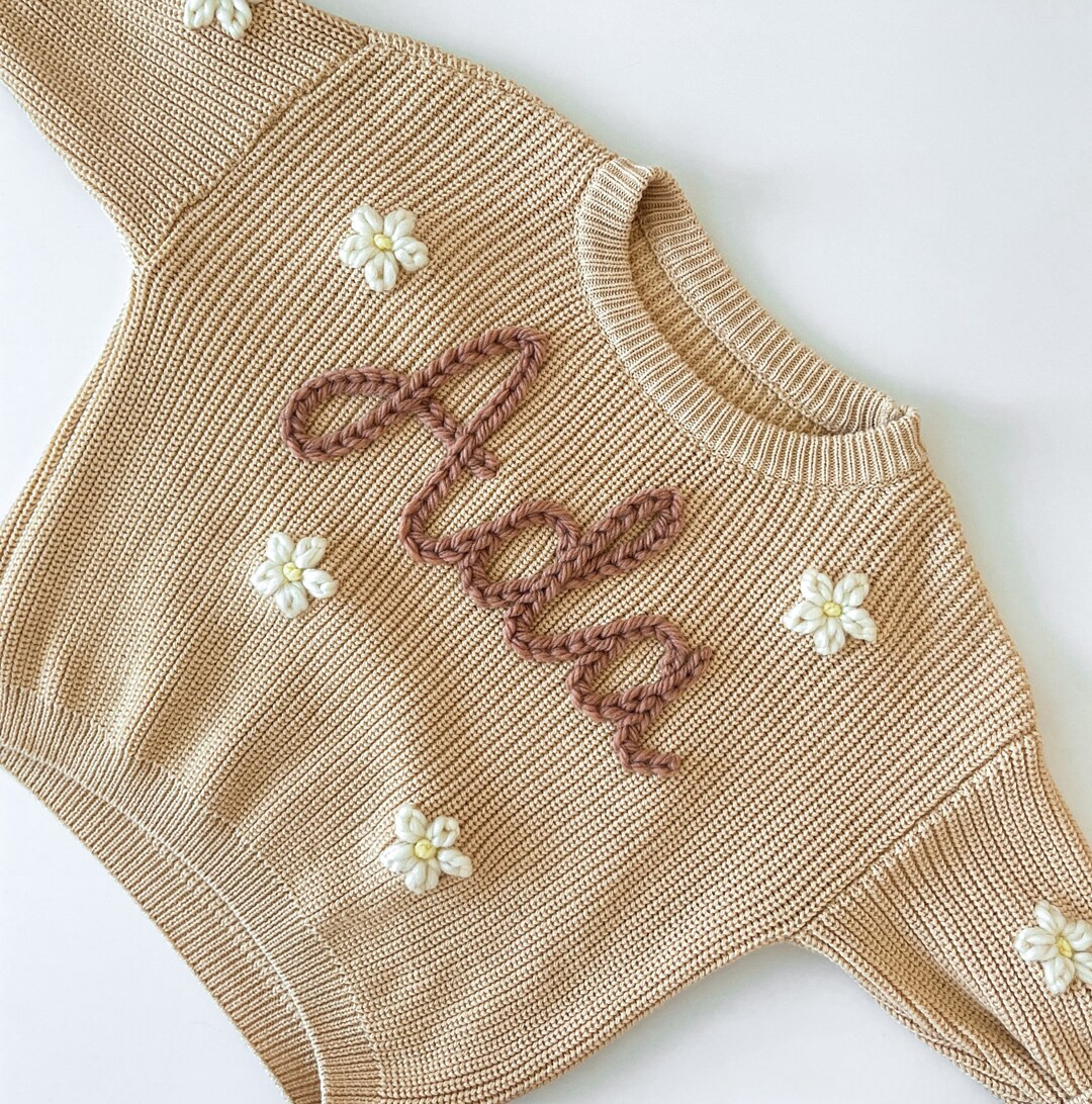Custom Hand Embroidered Baby and Toddler Name Sweater | Etsy (US)