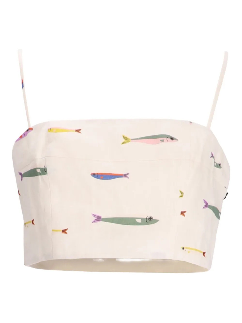 STAUD fishes-print spaghetti-straps top - Neutrals | Farfetch Global