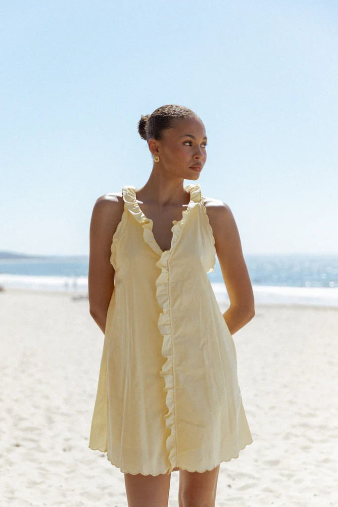 Cassandra Ruffle Mini Dress - Butter Yellow | Petal & Pup (US)