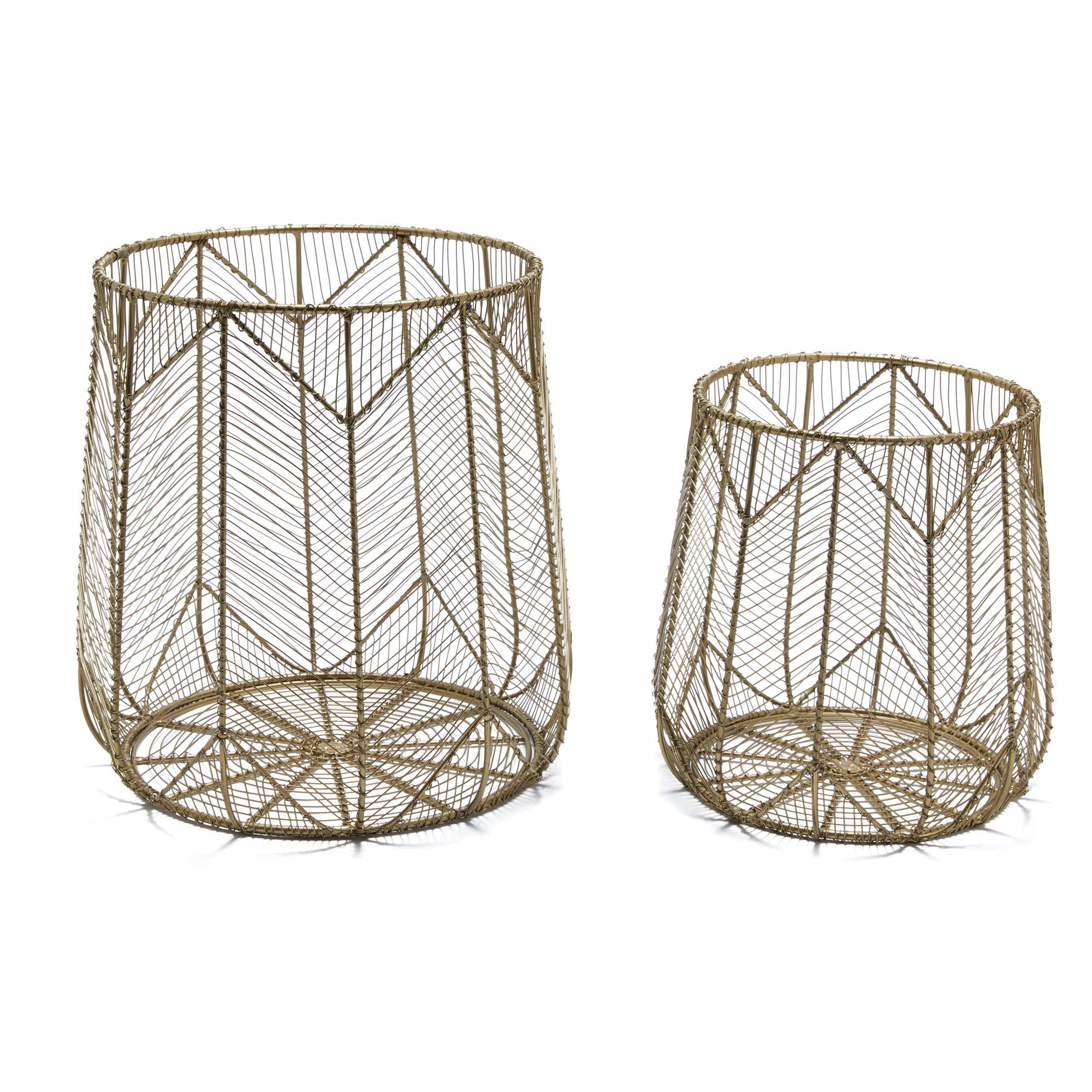 Handmade Chevron Wire 2 Piece Basket Set, Brass by Drew Barrymore Flower Home | Walmart (US)