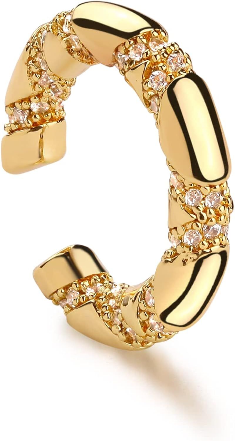 Amazon.com: MYEARS Women Ear Cuff Earring Gold Non Pierced Cartilage Diamond CZ Clip on Open Wrap... | Amazon (US)