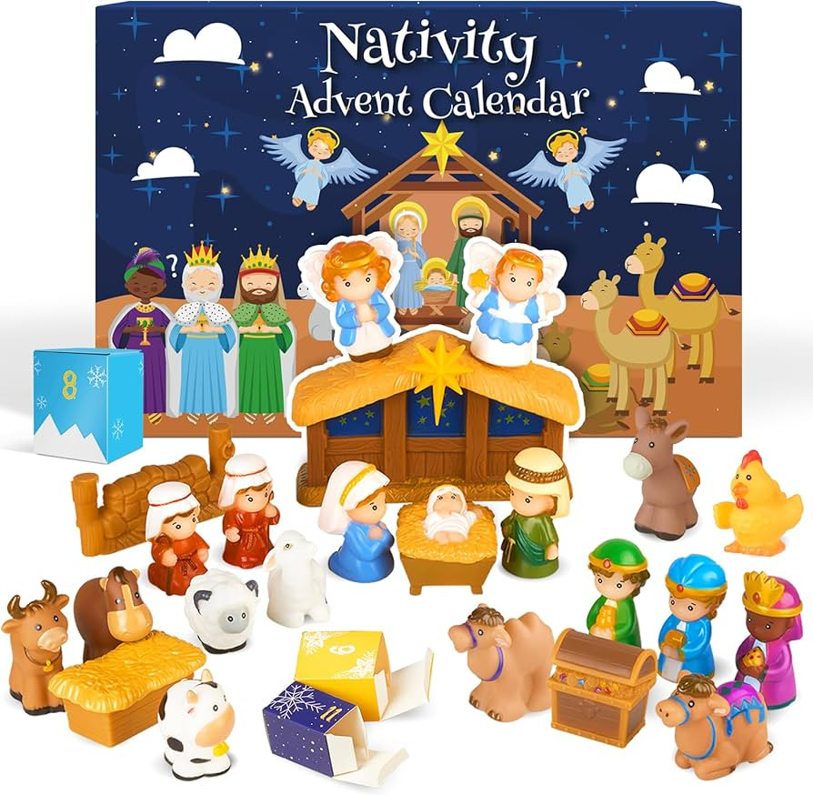 Nativity Advent Calendar 2024 Kids, Christmas Story Nativity Playset Christian Advent Calendar fo... | Amazon (US)
