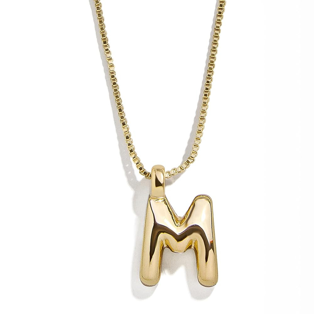 Gwen Mini Bubble Initial Necklace - Gold-Plated Bubble Letter Pendant, 17 Inch Chain with Lobster... | Amazon (US)