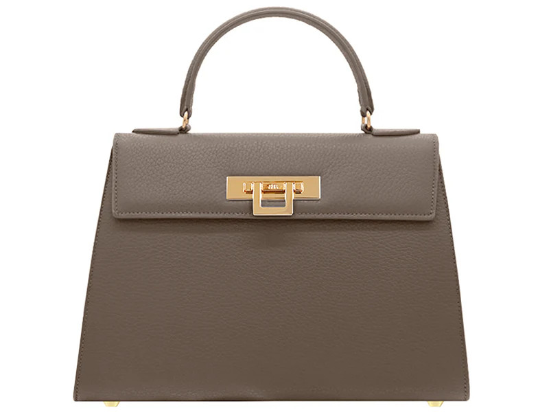 Fonteyn Large Caribou Soft Grainy Print Calf Leather Handbag - Taupe | Lalage Beaumont