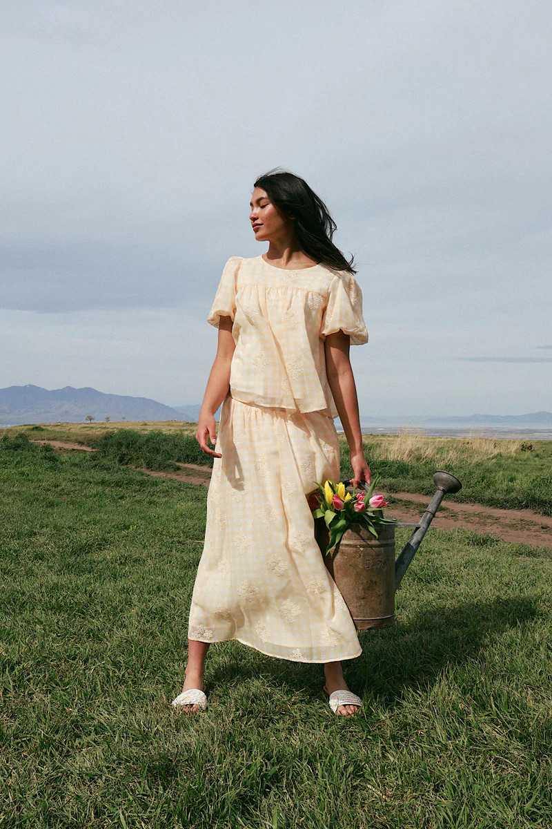 Holland Embroidered Gingham Skirt | Henly