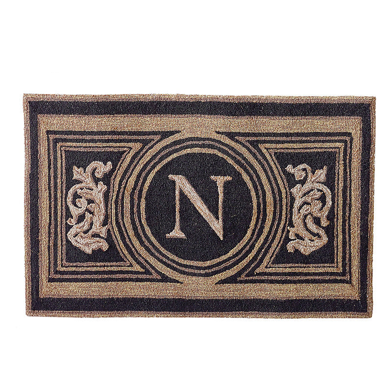 Wingate Monogrammed Door Mat - Black, 30" x 48", M - Frontgate | Frontgate