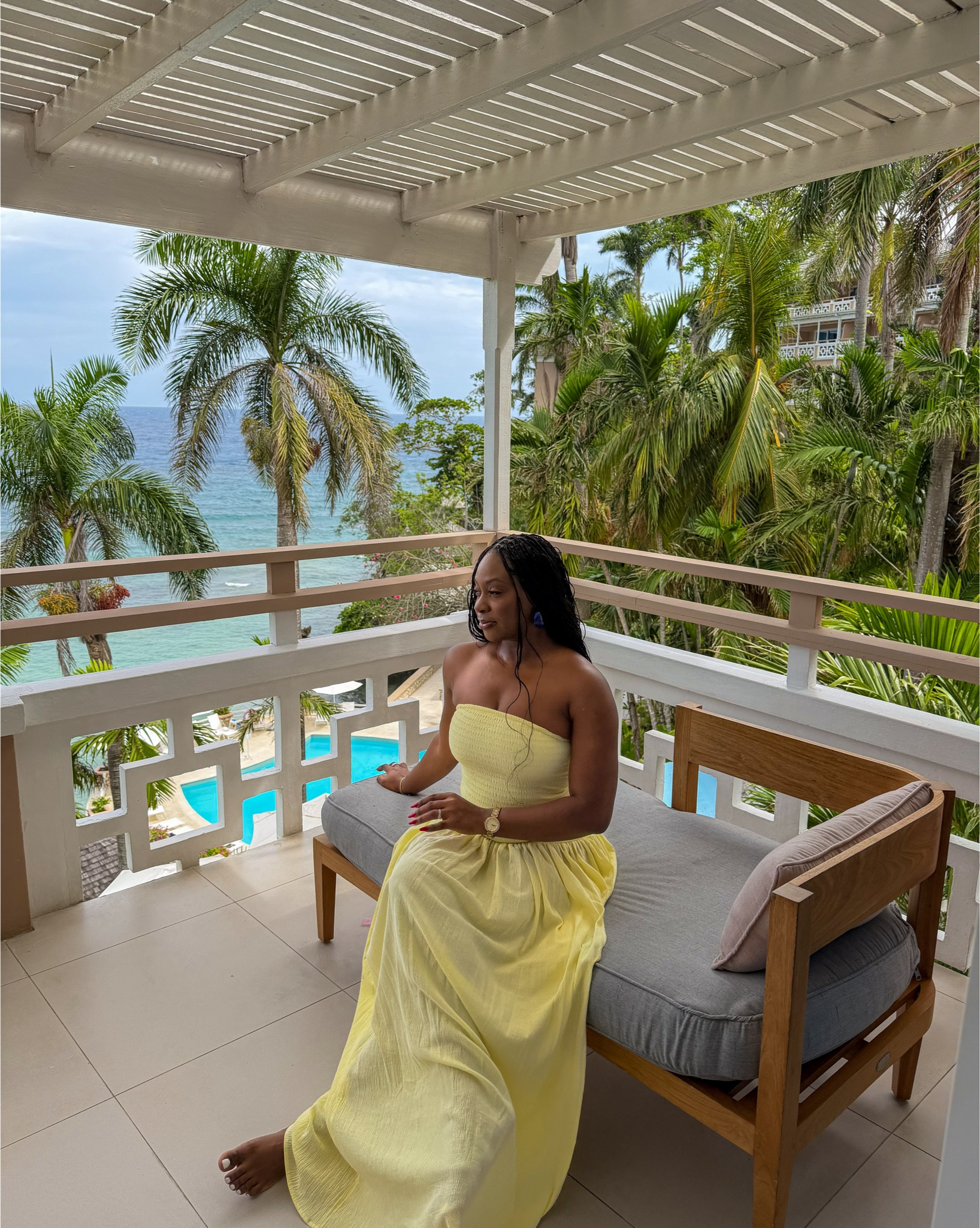 Stunning yellow number. It's more a butter yellow than bright yellow which is perfect for spring-summer. I loved wearing this in Ocho Rios, Jamaica. Love how it hugs in the right places. Perfect vacation outfit for sure  

#LTKmidsize #LTKtravel #LTKdresses