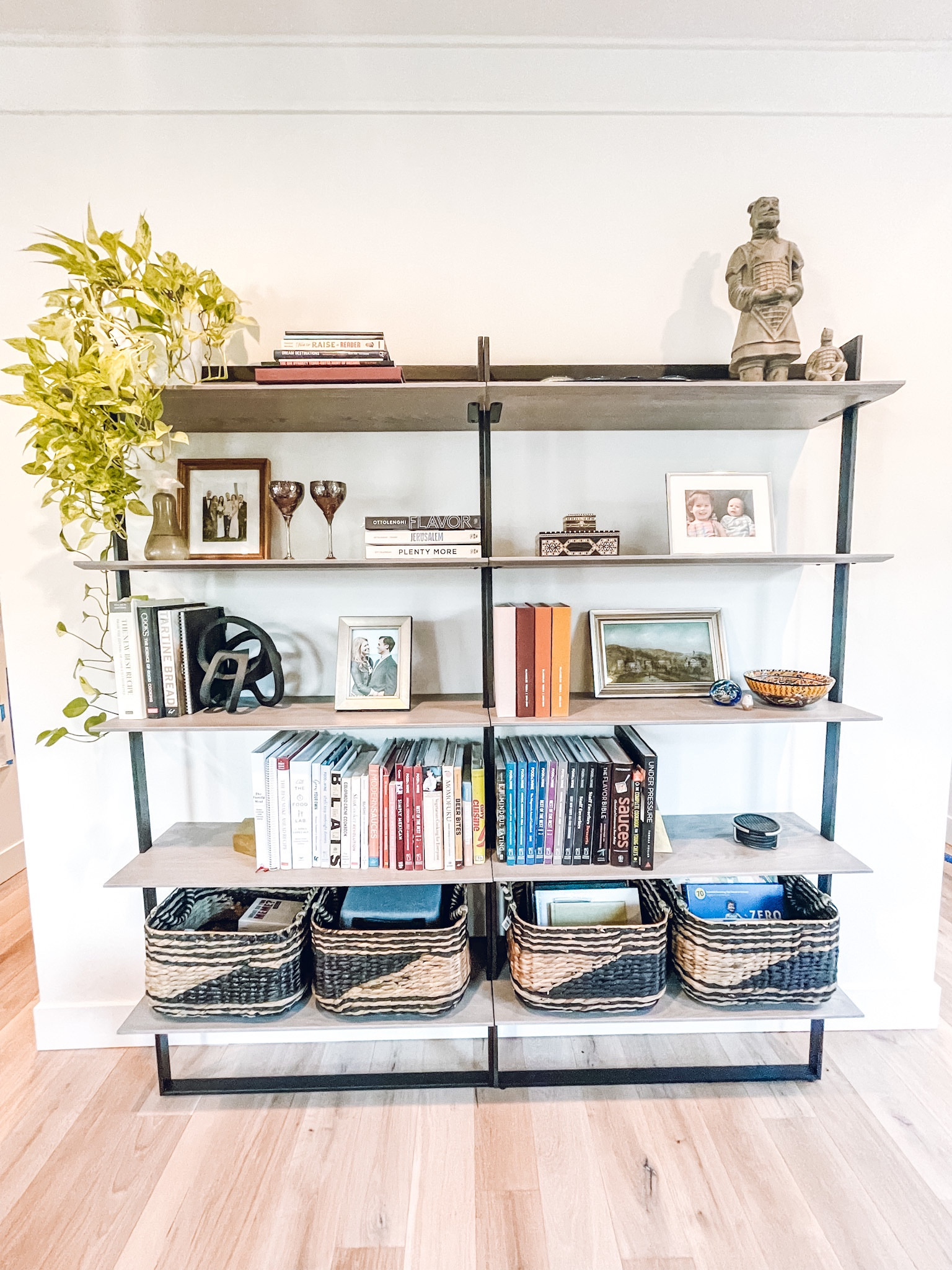 Office organization. The Container Store Water Hyacinth Basket. Amazon Made for Living book. Pottery Barn Houston Etagere Bookcase✨ 

#LTKfamily #LTKhome