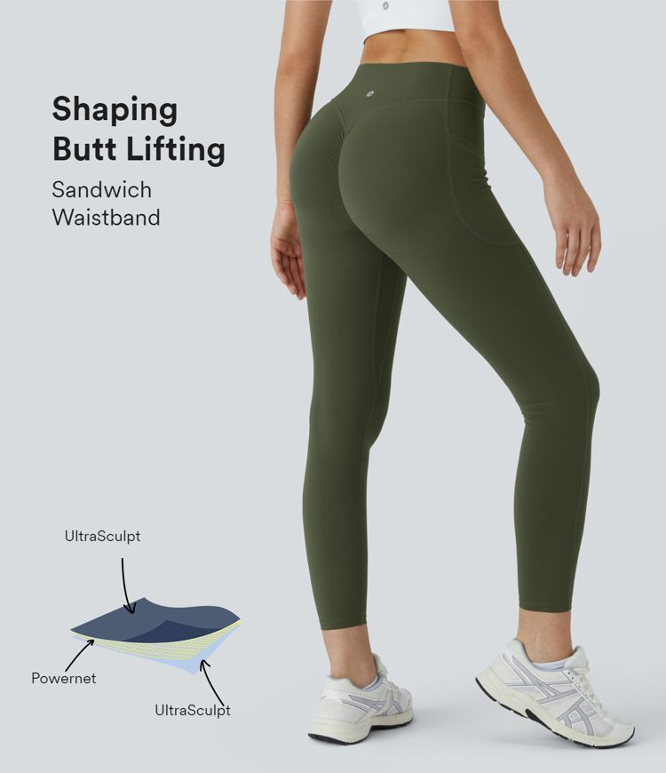 Women’s SoCinched High Waisted Butt Lifting Tummy Control Side Pocket Shaping Training UltraScu... | HALARA