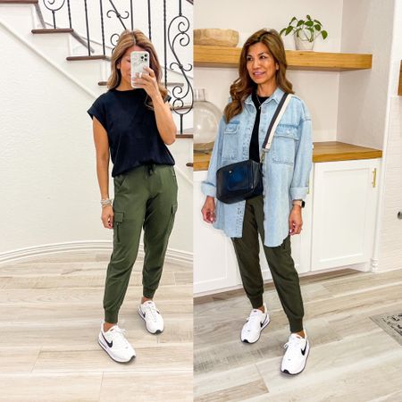 Denim Shacket in small(need XS, stay tts)
Cargo joggers in XS(regular length, I’m 5’2”)
Black shirt in XS tts
Nike shoes tts
Madewell Large Transport Bag
Target style, weekend look, Everyday style

#LTKstyletip #LTKshoecrush #LTKFind