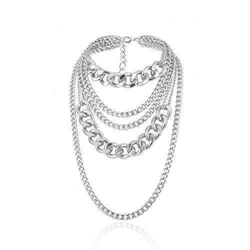 CSIYANJRY99 Chunky Silver Necklaces for Women Layered Silver Necklaces for Women Punk 80s Hip Hop Necklace Cuban Link Chain Statement Necklace 90s Freaknik Outfit Accessories 2026 | Amazon (US)