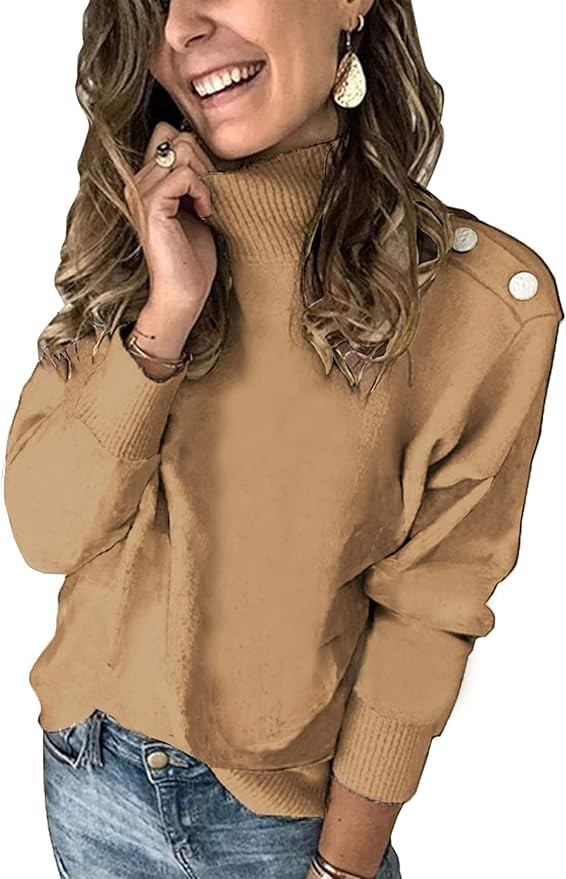 KIRUNDO Women's 2024 Fall Winter Long Sleeve Knit Sweater Turtleneck Striped Loose Pullover Tops ... | Amazon (US)