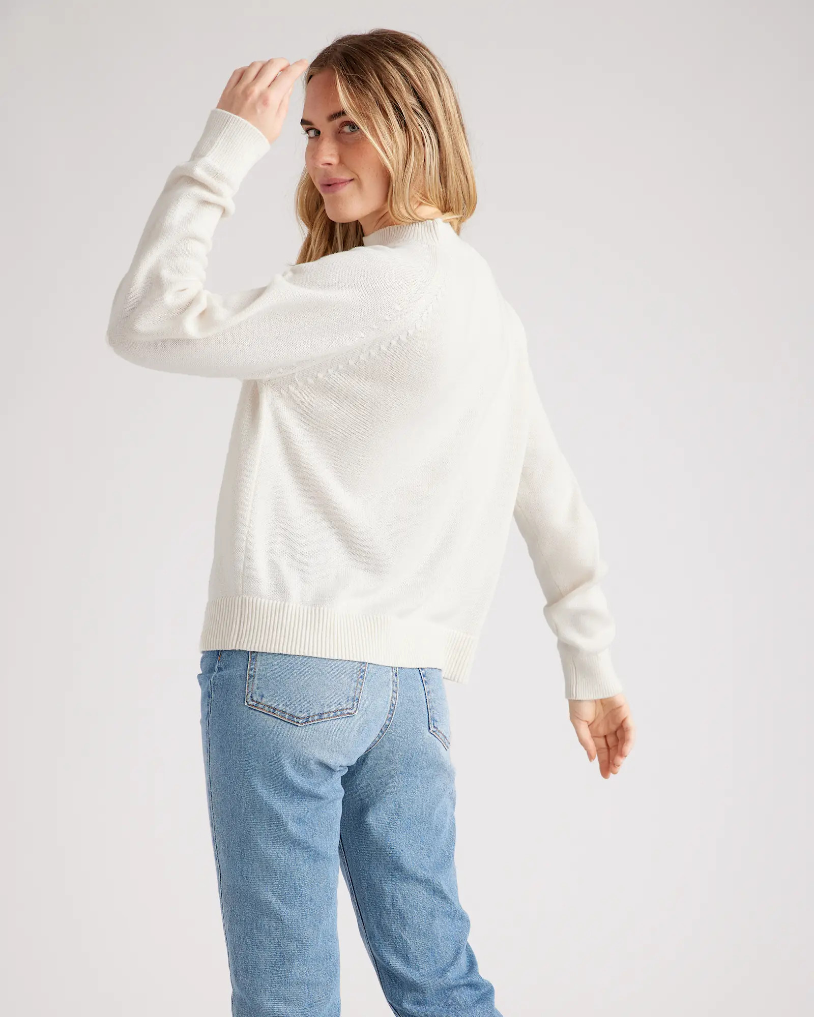 100% Organic Cotton Mock Neck Sweater in Ivory | Quince
