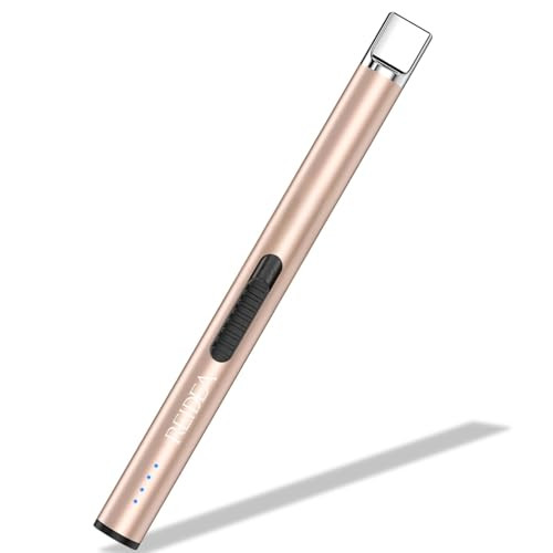 REIDEA Lighter Electric for Candle S4 Pro USB Rechargeable Safety Lock with LED Battery Indicator Flameless Windproof Arc Plasma Lighter for Candle, Fireworks (Champagne Gold) | Amazon (US)
