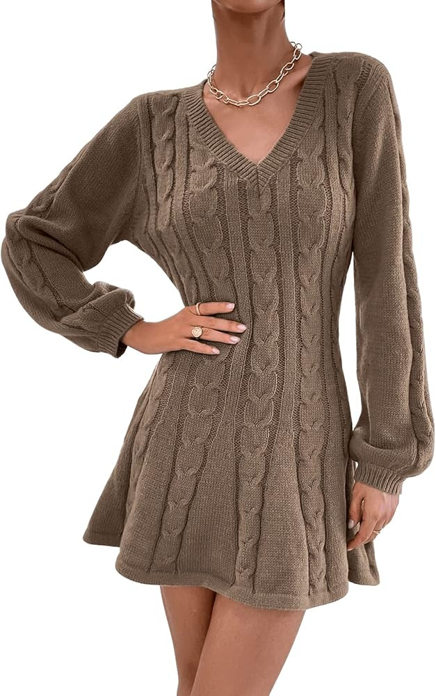 SweatyRocks Women's Sweater Bishop Sleeve Dress      
 Daily | Amazon (US)