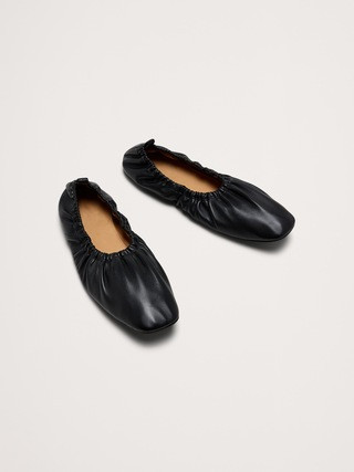Ruched Leather Ballet Flat | Banana Republic (US)