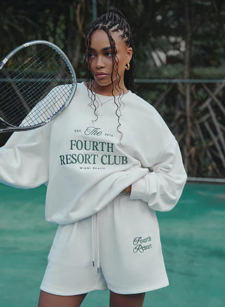 Cream Fourth Resort Slogan Embroidered Short- Mirissa | 4th & Reckless